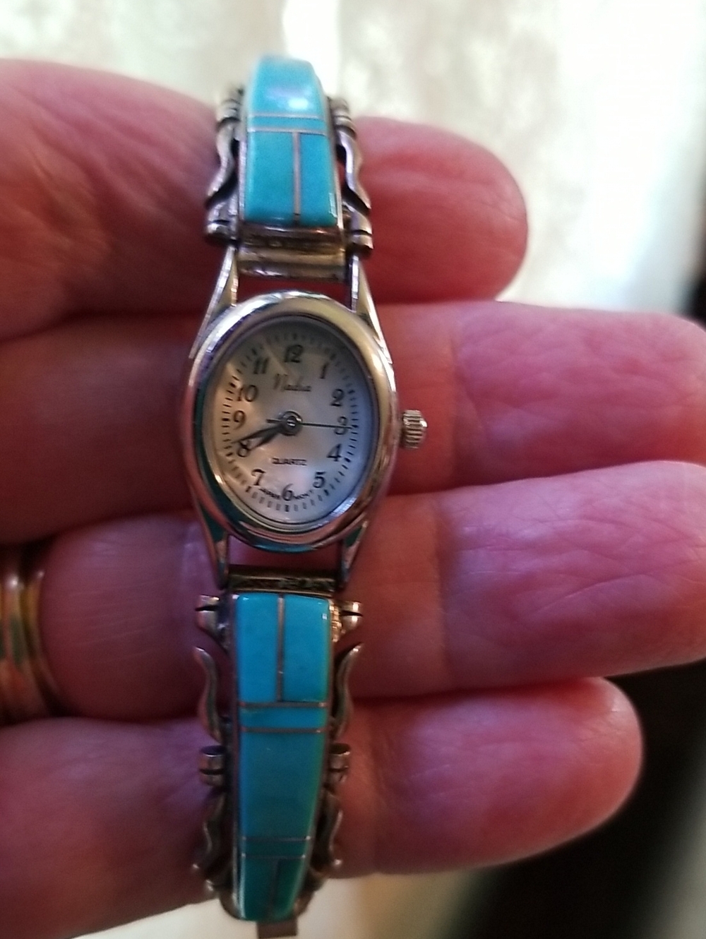 Calvin Begay Sterling and Turquoise Navajo Watch